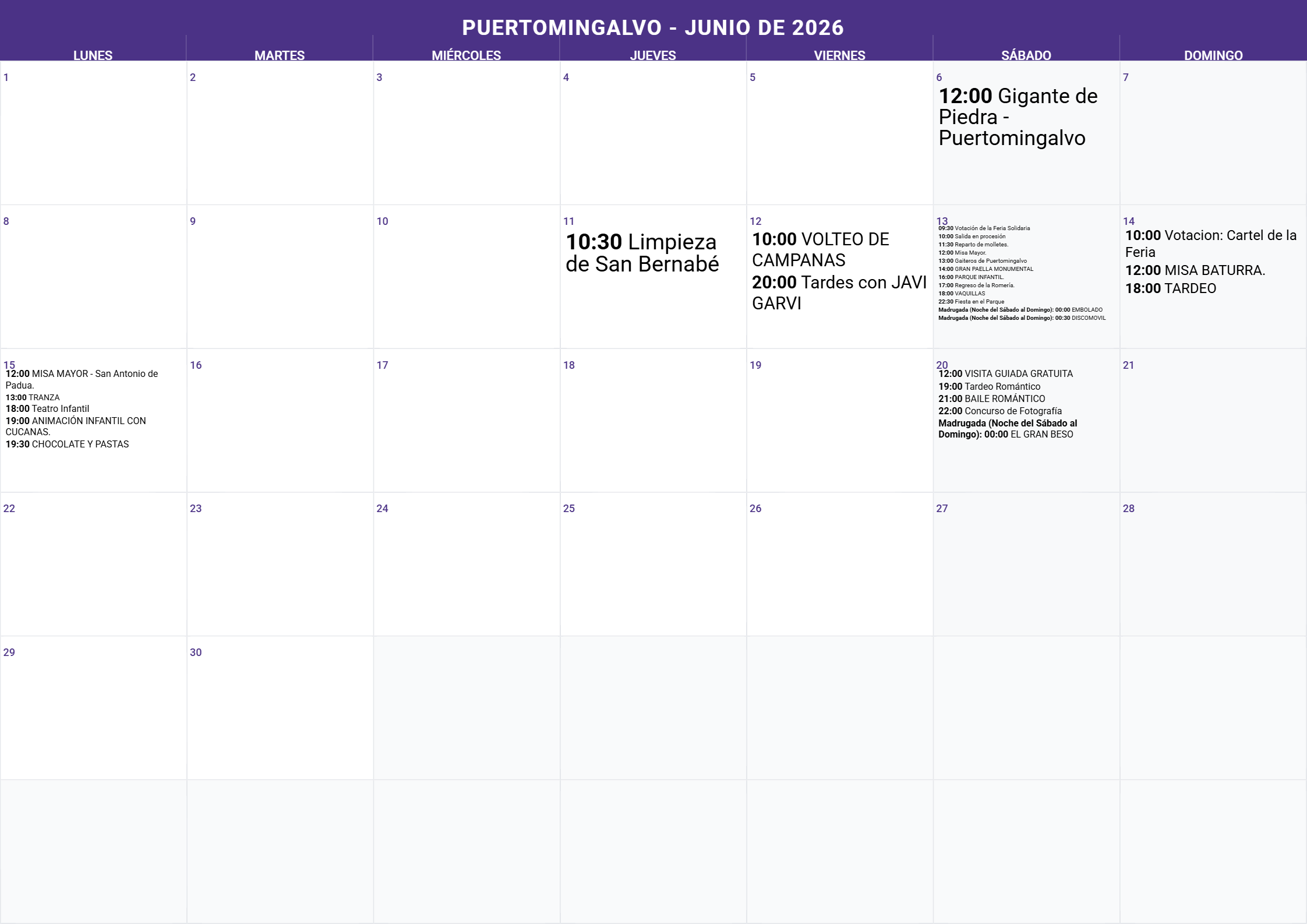Calendario Mes 6